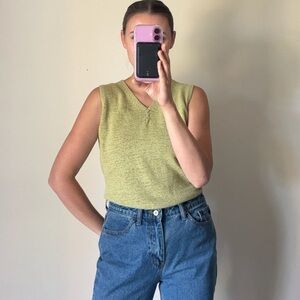 Vintage Pendleton Knit Light Green Sleeveless Tank Top Women’s Small